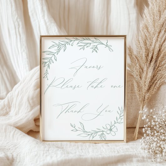 Vintag zeitlose Blumengrün-Baby-Dusche Favoriten Poster