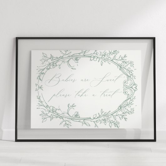 Vintag zeitlose Blumengrün-Baby-Dusche Gefallen Poster