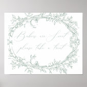 Vintag zeitlose Blumengrün-Baby-Dusche Gefallen Poster (Vorne)