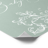 Vintag zeitlose Blumengrün-Babydusche Poster (Ecke)