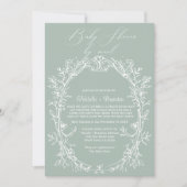 Vintag zeitlose Blumengrün per Mail Kinderdusche Einladung (Vorderseite)