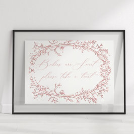 Vintag zeitlose Blumenpinke Kinderdusche Gefallen Poster