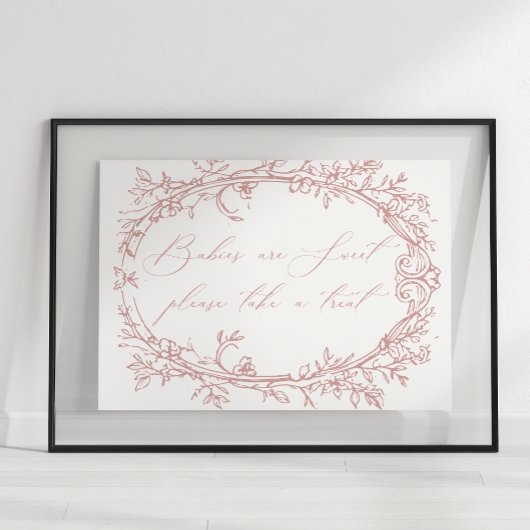 Vintag zeitlose Blumenpinke Kinderdusche Gefallen Poster