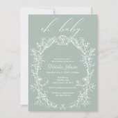 Vintag zeitlose Blumenrahmen-Kinderdusche Einladung (Vorderseite)