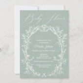 Vintag zeitlose Blumenrahmen-Kinderdusche Einladung (Vorderseite)