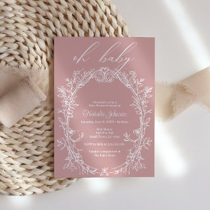 Vintag zeitlose Blumenrahmen Pink Babydusche Einladung