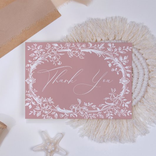 Vintag zeitlose Blütenpink-Babydusche Dankeskarte