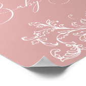 Vintag zeitlose Blütenpink-Babydusche Poster (Ecke)