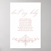 Vintag zeitloses Blumenrosa Kinderduschenspiel Poster (Vorne)