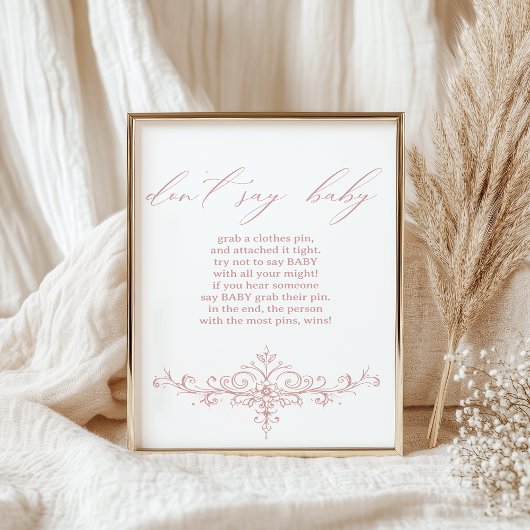 Vintag zeitloses Blumenrosa Kinderduschenspiel Poster