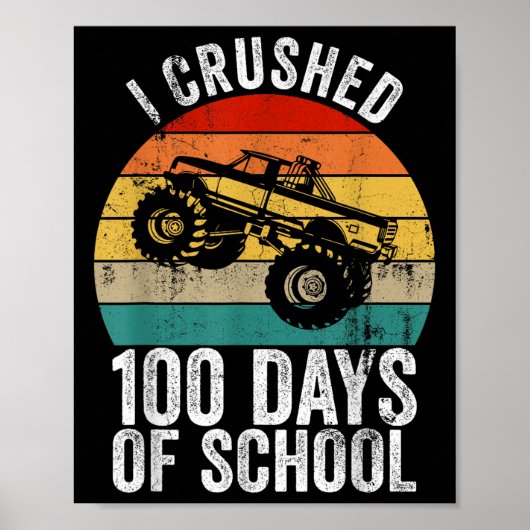Vintag zerbrach ich 100 Tage Schulmonster Poster (Vorne)