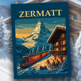 Vintag Zermatt Schweiz Matterhorn Skihütte Postkarte