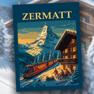 Vintag Zermatt Schweiz Matterhorn Skihütte Postkarte