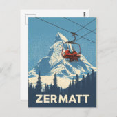 Vintag Zermatt Schweiz Skireise Postkarte (Vorne/Hinten)