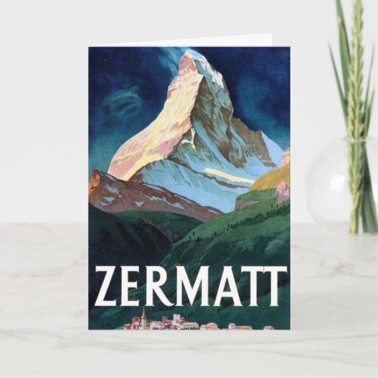 Vintag Zermatt SchweizMatterhorn Reisen Karte (Vorderseite)