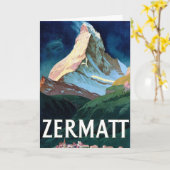 Vintag Zermatt SchweizMatterhorn Reisen Karte (Gelbe Blume)