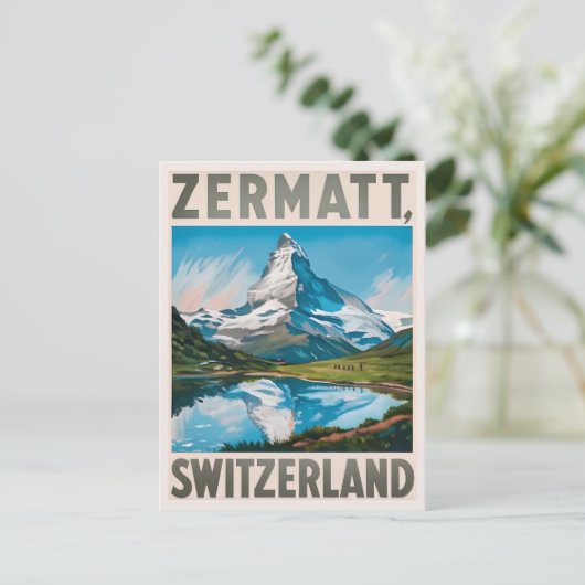 Vintag Zermatt Switzerland Matterhorn Postkarte (Stehend Vorderseite)