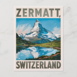 Vintag Zermatt Switzerland Matterhorn Postkarte