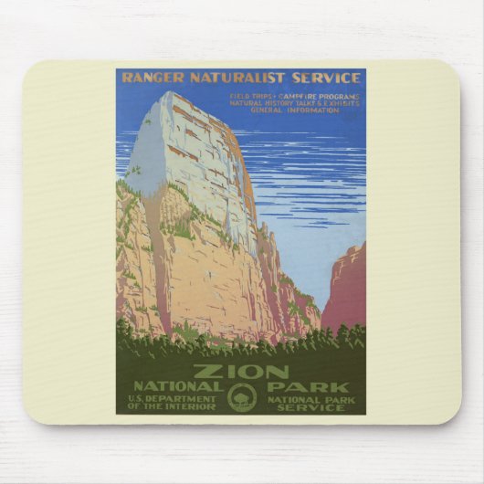 Vintag Zion National Park Poster Mousepad (Vorne)