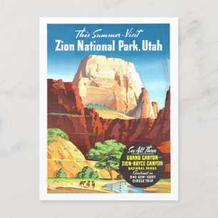 Vintag Zion National Park Travel Poster Postkarte