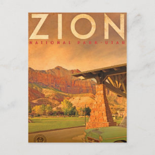 Vintag Zion National Park Utah Travel Postcard Postkarte