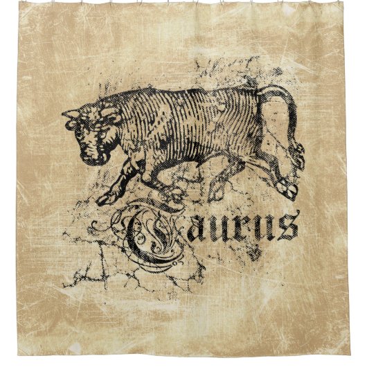 Vintag Zodiac Taurus Duschvorhang (Vorderseite)