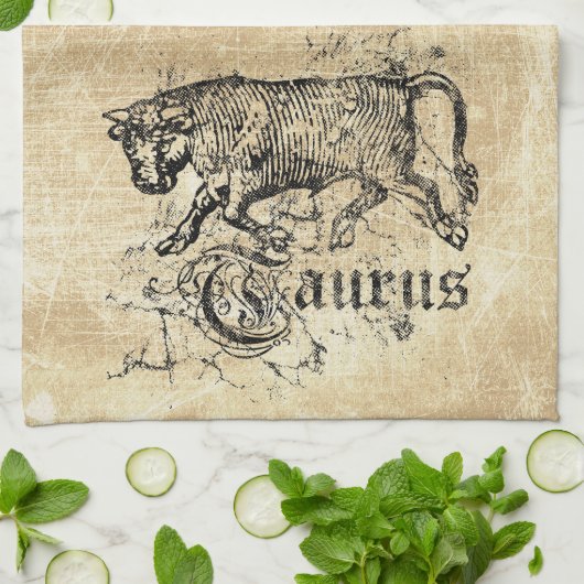 Vintag Zodiac Taurus Geschirrtuch (Gefaltet)