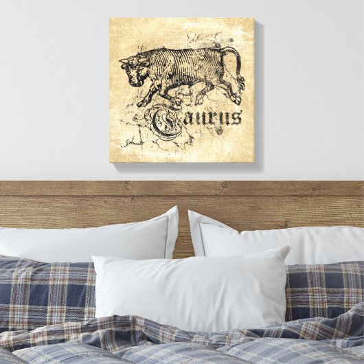Vintag Zodiac Taurus Leinwanddruck (Insitu (Schlafzimmer))