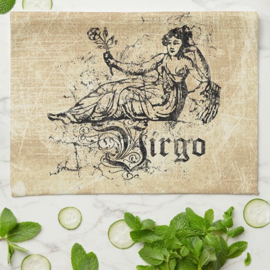 Vintag Zodiac Virgo Geschirrtuch (Gefaltet)