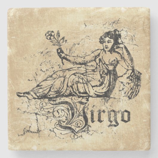 Vintag Zodiac Virgo Steinuntersetzer (Vorderseite)