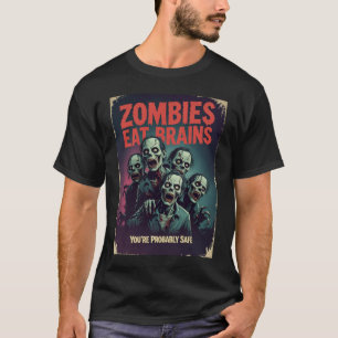 Vintag Zombie Movie T-Shirt - Gehirn Spaß Hallowee