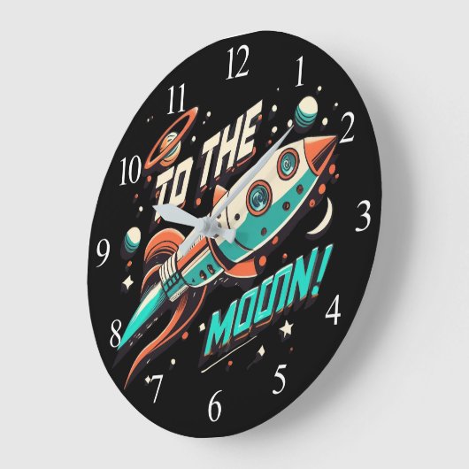 Vintag zum Mondraketenschiff Große Wanduhr (Winkel)
