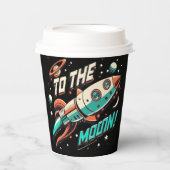 Vintag zum Mondraketenschiff Pappbecher (Vorderseite)