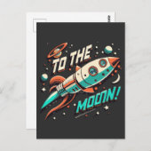 Vintag zum Mondraketenschiff Postkarte (Vorne/Hinten)