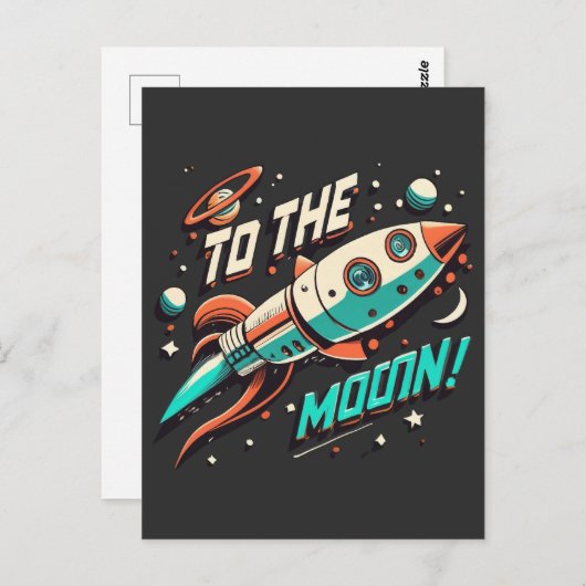 Vintag zum Mondraketenschiff Postkarte (Vorne/Hinten)