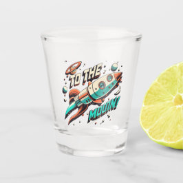 Vintag zum Mondraketenschiff Schnapsglas