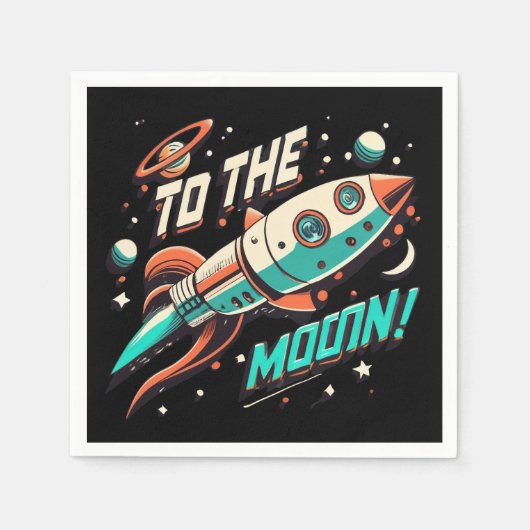 Vintag zum Mondraketenschiff Serviette (Vorderseite)