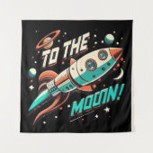 Vintag zum Mondraketenschiff Wandteppich (Vorderseite)