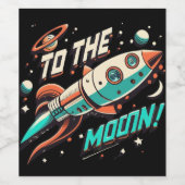 Vintag zum Mondraketenschiff Weinetikett (Einzelnes Label)