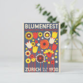 Vintag Zürich Blume Festival Postkarte (Stehend Vorderseite)