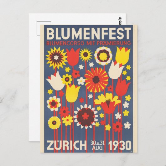Vintag Zürich Blume Festival Postkarte (Vorne/Hinten)