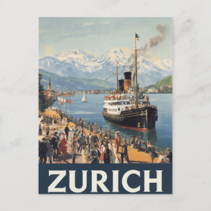 Vintag Zürich Schweiz Reisen Postkarte