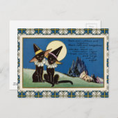 Vintag zwei schwarze Katzen Halloween Postkarte (Vorne/Hinten)