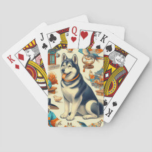 Vintagae Korean Jindo Hund Illustration Spielkarten