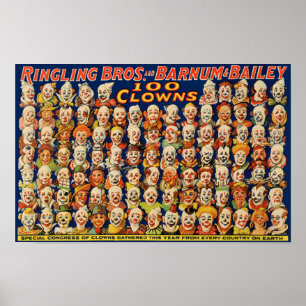 Vintage 100 Clown Poster