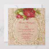 Vintage 100. Geburtstag Rote Rose Holzrahmen Einladung (Rückseite)