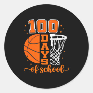 Vintage 100 Tage Schule Basketball Sport Spaß Runder Aufkleber