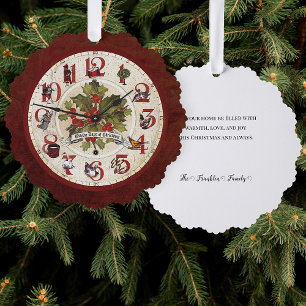 Vintage 12 Tage bis Weihnachten Zifferblatt Ornament Karte