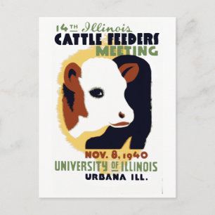 Vintage 14. Treffen der Illinois Rindermäster WPA Postkarte