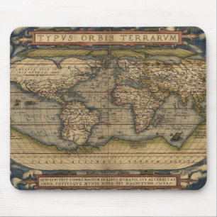 Vintage 1570 Abraham Ortelius' Weltkarte Mousepad